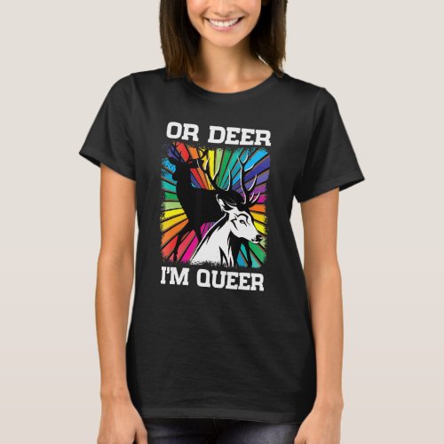 Vintage Oh Deer Im Queer  Rainbow Lgbt Pride Gay  T_Shirt