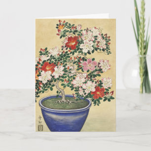 Vintage Ohara Koson Azalea in Blue Pot Art Card
