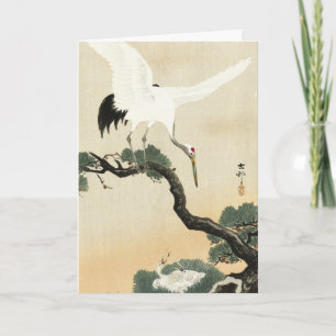 Vintage Ohara Koson Japanese Crane Pine Art Card