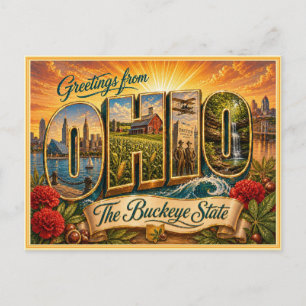 Vintage Ohio Greeting From Postcard
