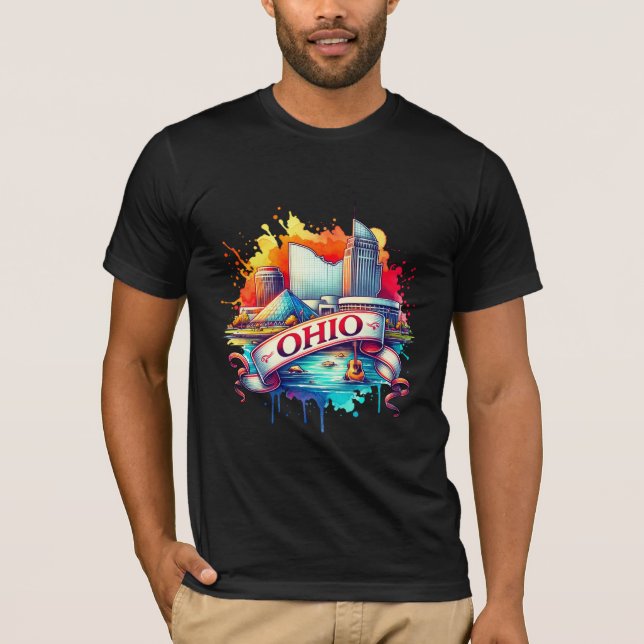 Vintage Ohio Map T-Shirts – Retro us state (Front)