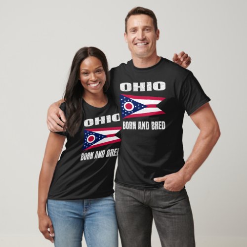 Vintage Ohio State Flag _ Ohio Born And Bred T_Shirt