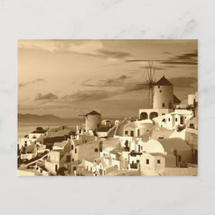 Vintage Oia Santorini Greece Tourism Postcard