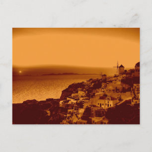 Vintage Oia Sunset Santorini Greece Postcard