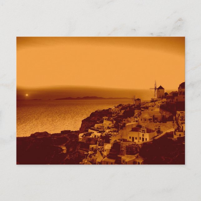 Vintage Oia Sunset Santorini Greece Postcard (Front)