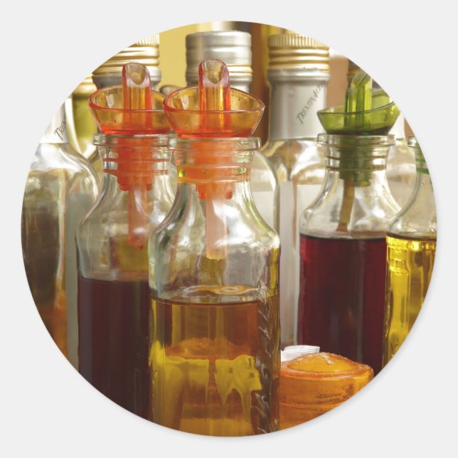 Vintage Oil Bottles Classic Round Sticker (Front)