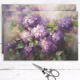 Vintage Oil Painting Lilacs and Leaves Decoupage Tissue Paper