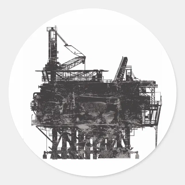 Vintage Oil Rig Classic Round Sticker | Zazzle