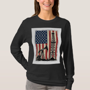 Vintage Oilfield American Flag Vector Shirt Design