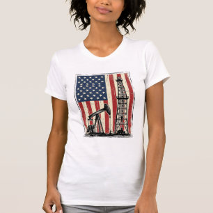 Vintage Oilfield American Flag Vector Shirt Design