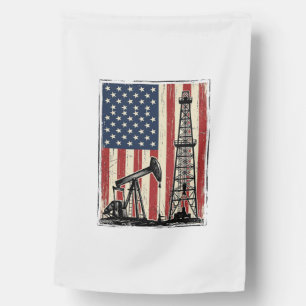 Vintage Oilfield American Flag Vector Shirt Design