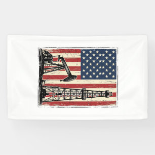 Vintage Oilfield American Flag Vector Shirt Design Banner