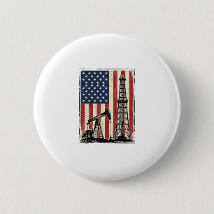 Vintage Oilfield American Flag Vector Shirt Design Button