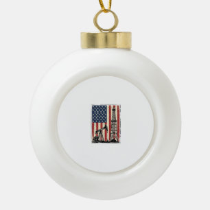 Vintage Oilfield American Flag Vector Shirt Design Ceramic Ball Christmas Ornament