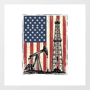 Vintage Oilfield American Flag Vector Shirt Design Floor Decals