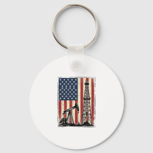 Vintage Oilfield American Flag Vector Shirt Design Keychain