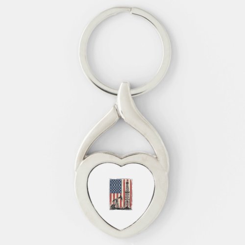 Vintage Oilfield American Flag Vector Shirt Design Keychain