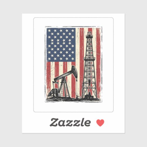 Vintage Oilfield American Flag Vector Shirt Design Sticker