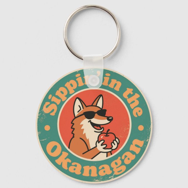 Vintage Okanagan Sipping Keychain (Front)