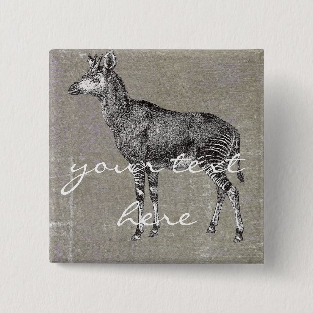 Vintage Okapi Pinback Button (Front)