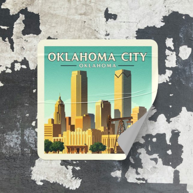 Vintage Oklahoma City Oklahoma Square Sticker (Creator Uploaded)