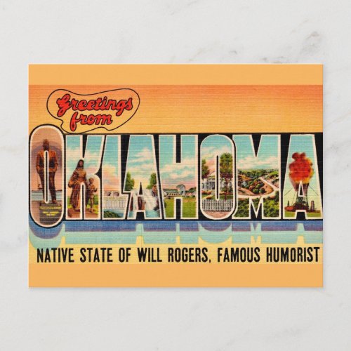 Vintage Oklahoma Greeting Postcard