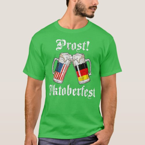 Vintage Oktoberfest 2022 American German Flag Beer T_Shirt