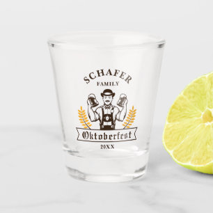 Vintage Oktoberfest Bavarian Man Family Name Party Shot Glass