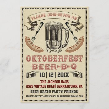 Vintage Oktoberfest Beer-b-q Party Invitation by Anything_Goes at Zazzle