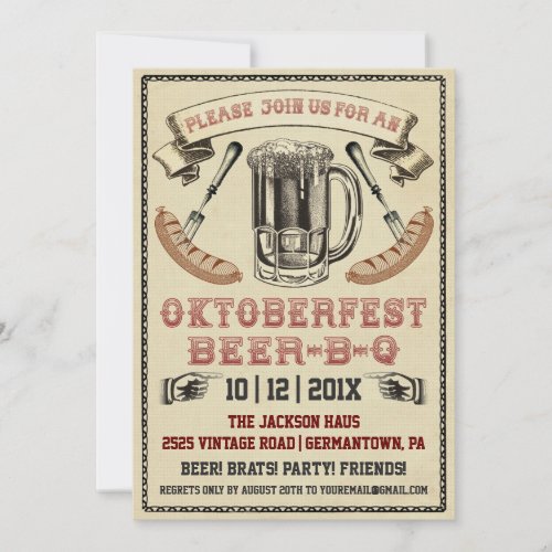 Vintage Oktoberfest Beer_B_Q Party Invitation