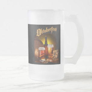 Vintage Oktoberfest Beer Drinking Frosted Glass Beer Mug