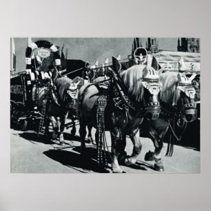 Vintage Oktoberfest, Munich, Brewery horses Poster
