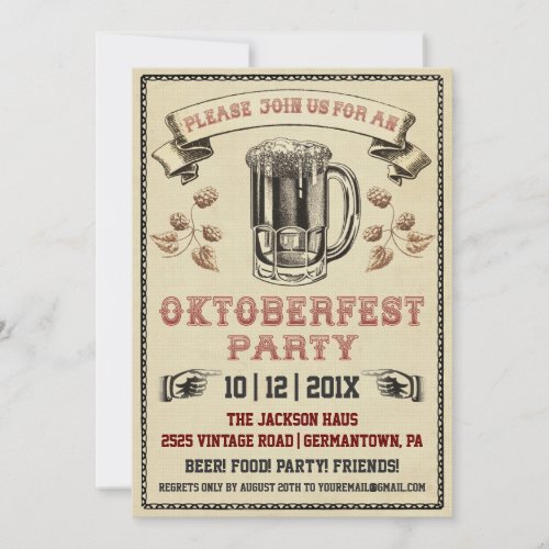 Vintage Oktoberfest Party Invitation