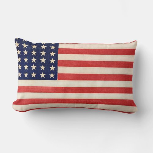 Vintage Old American Flag  Lumbar Pillow