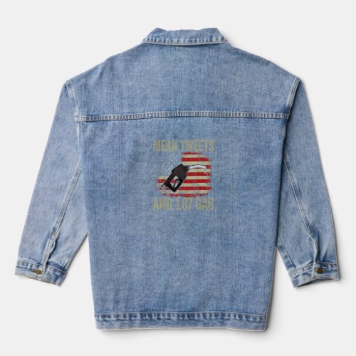 Vintage Old American Flag Mean Tweets And 1 87 Gas Denim Jacket