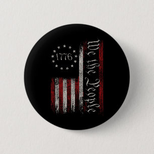 Vintage Old American Flag Patriotic 1776 We The Pe Button