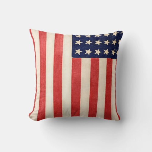 Vintage Old American Flag  Throw Pillow