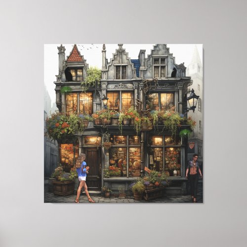 Vintage Old Amsterdam Art Canvas Print