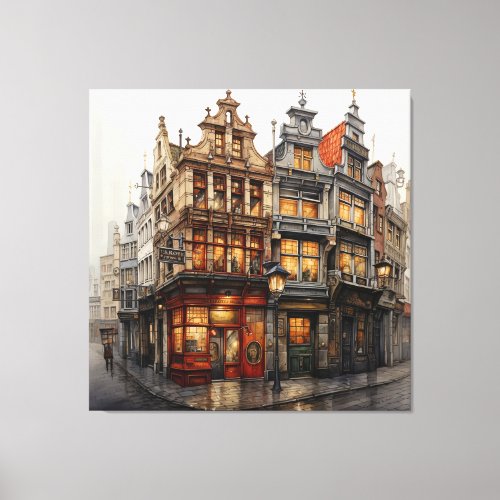 Vintage Old Amsterdam Art Canvas Print