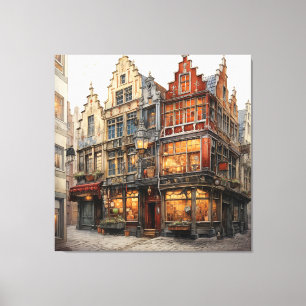 Vintage Old Amsterdam Art Canvas Print