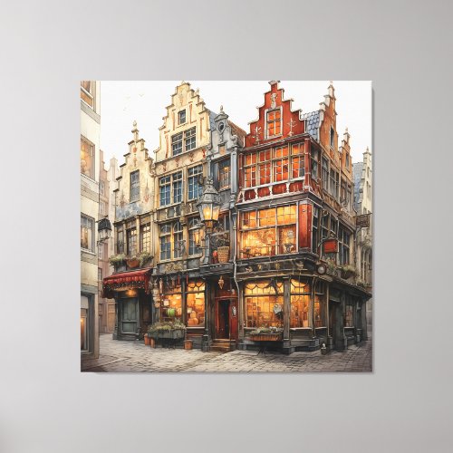 Vintage Old Amsterdam Art Canvas Print