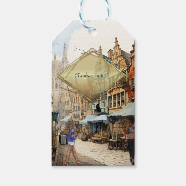 Vintage Old Amsterdam Art Gift Tags (Front)
