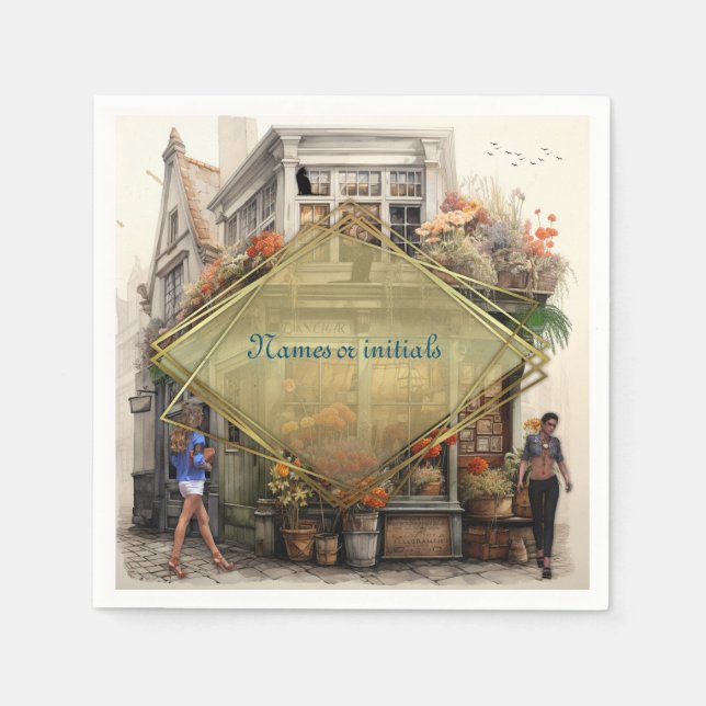 Vintage Old Amsterdam Art Napkins (Front)