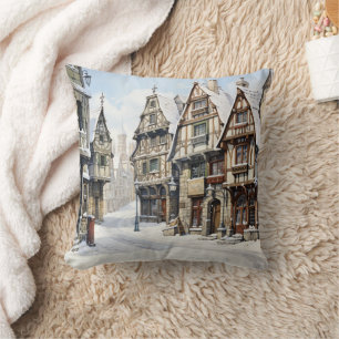 Vintage Old Amsterdam Art Throw Pillow