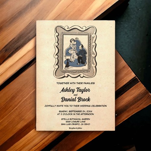 Vintage Old Ancient Proposal Rustic Retro Wedding Invitation