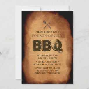 Vintage Old Annual July 4th BBQ Party Invitations