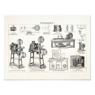 Vintage Old Antique Movie Camera Cinematography Photo Print