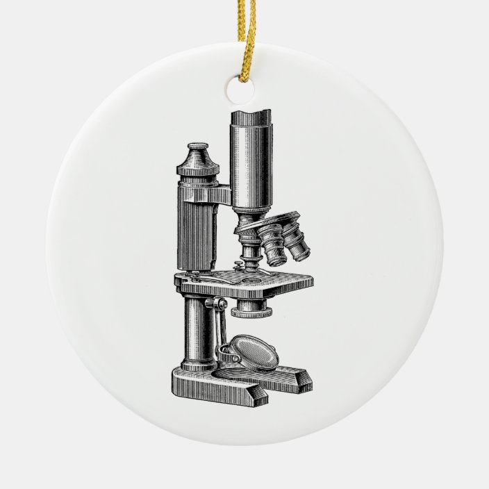 Vintage Old Antique Science Equipment Microscope Ceramic Ornament