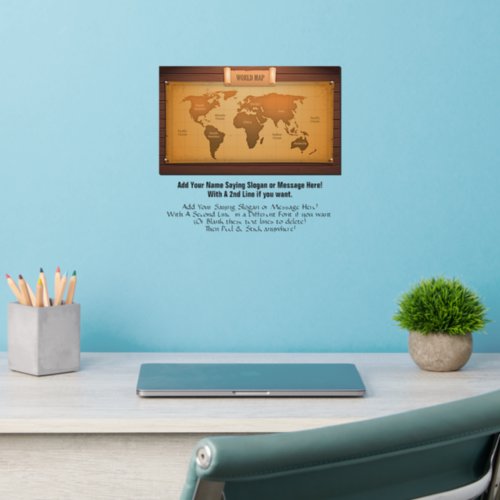 Vintage Old Antique World Map Add Text on 12 wide Wall Decal