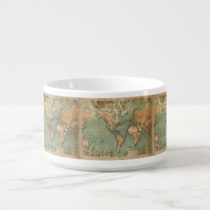 Vintage Old Antique World Map Bowl